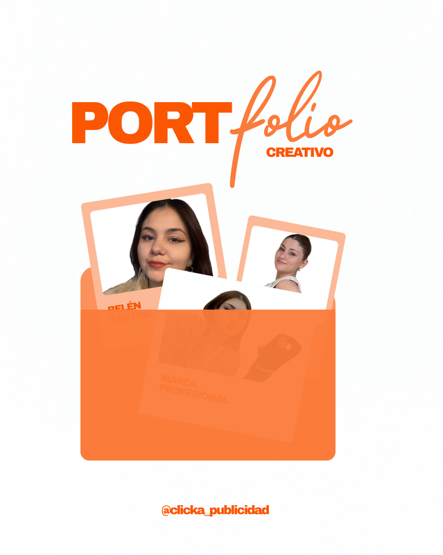 Belén y Agostina, las dos socias de ClickA, en retratos pegados en el sobre del portfolio